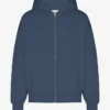 Bio-Oversize-Kapuzenjacke mit Reißverschluss – Petrolblau