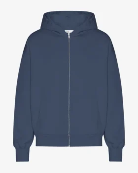 Bio-Oversize-Kapuzenjacke mit Reißverschluss – Petrolblau