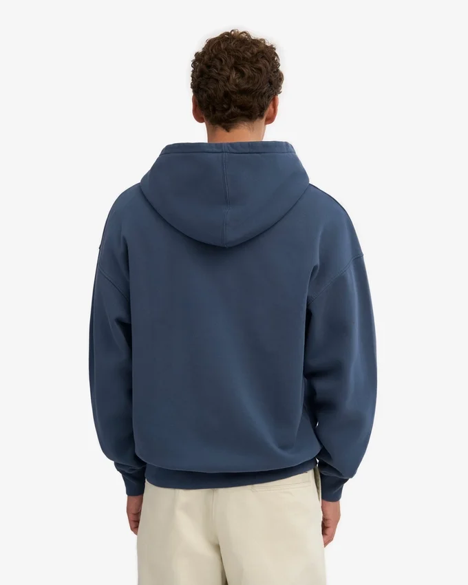 Bio-Oversize-Kapuzenjacke mit Reißverschluss – Petrolblau