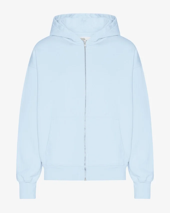 Bio-Oversize-Kapuzenjacke mit Reißverschluss – Polarblau