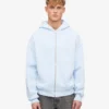 Bio-Oversize-Kapuzenjacke mit Reißverschluss – Polarblau