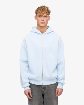 Bio-Oversize-Kapuzenjacke mit Reißverschluss – Polarblau