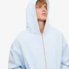 Bio-Oversize-Kapuzenjacke mit Reißverschluss – Polarblau