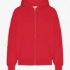 Bio-Oversize-Kapuzenjacke mit Reißverschluss – Scharlachrot