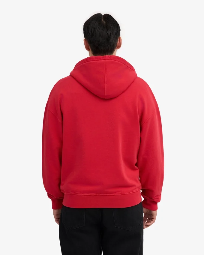Bio-Oversize-Kapuzenjacke mit Reißverschluss – Scharlachrot