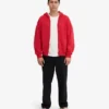 Bio-Oversize-Kapuzenjacke mit Reißverschluss – Scharlachrot