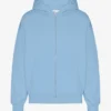 Bio-Oversize-Kapuzenjacke mit Reißverschluss – Seeblau
