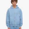 Bio-Oversize-Kapuzenjacke mit Reißverschluss – Seeblau