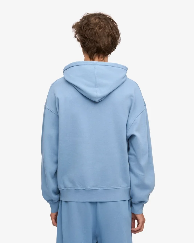 Bio-Oversize-Kapuzenjacke mit Reißverschluss – Seeblau