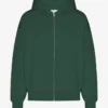 Bio-Oversize-Kapuzenjacke mit Reißverschluss – Smaragdgrün