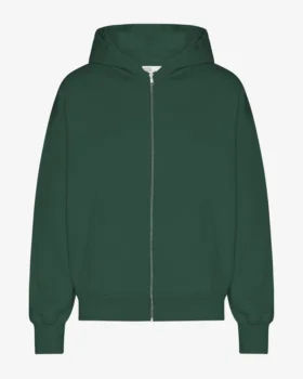 Bio-Oversize-Kapuzenjacke mit Reißverschluss – Smaragdgrün