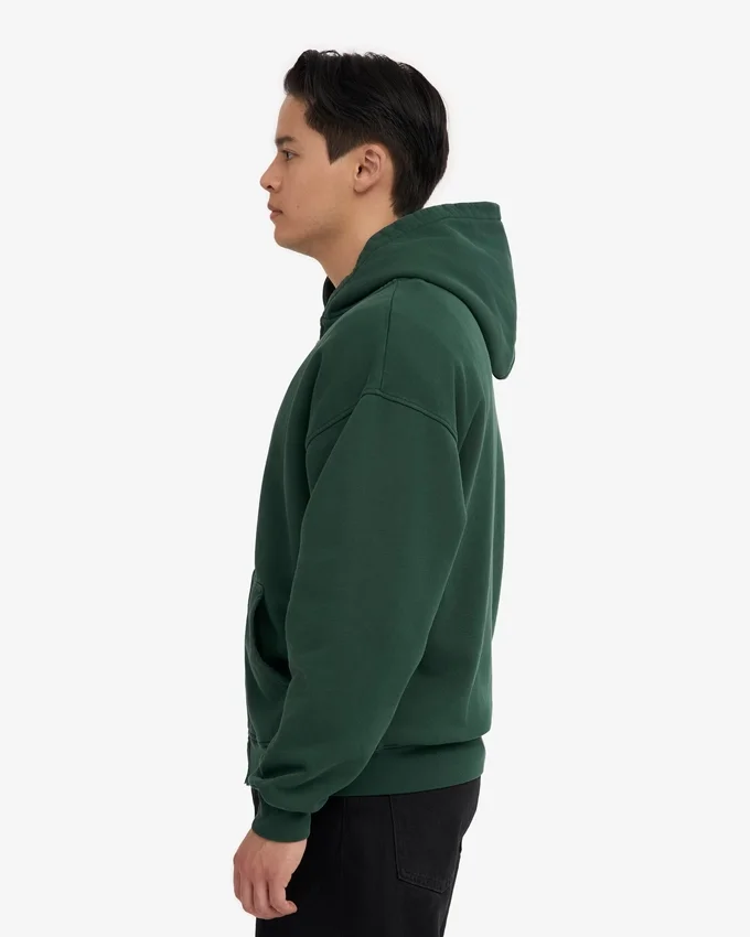 Bio-Oversize-Kapuzenjacke mit Reißverschluss – Smaragdgrün