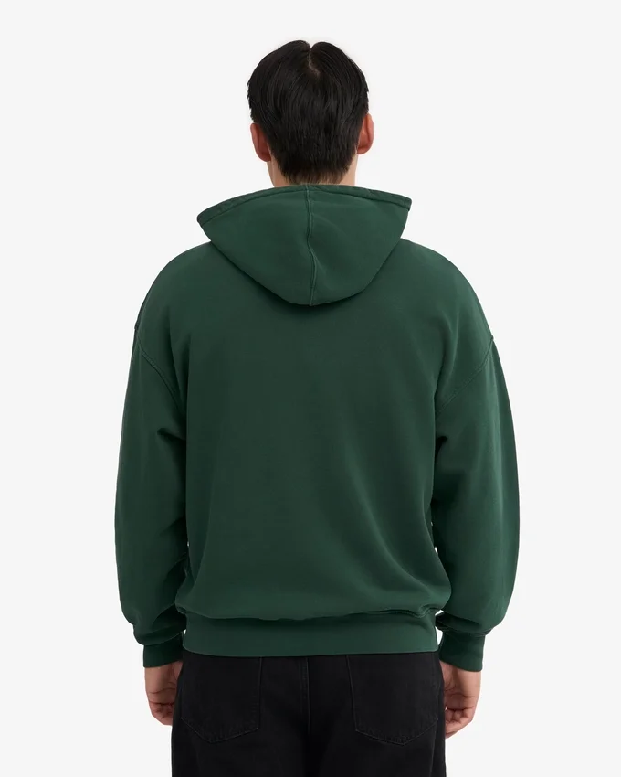 Bio-Oversize-Kapuzenjacke mit Reißverschluss – Smaragdgrün