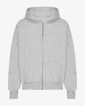 Bio-Oversize-Kapuzenjacke mit Reißverschluss – Snow Melange