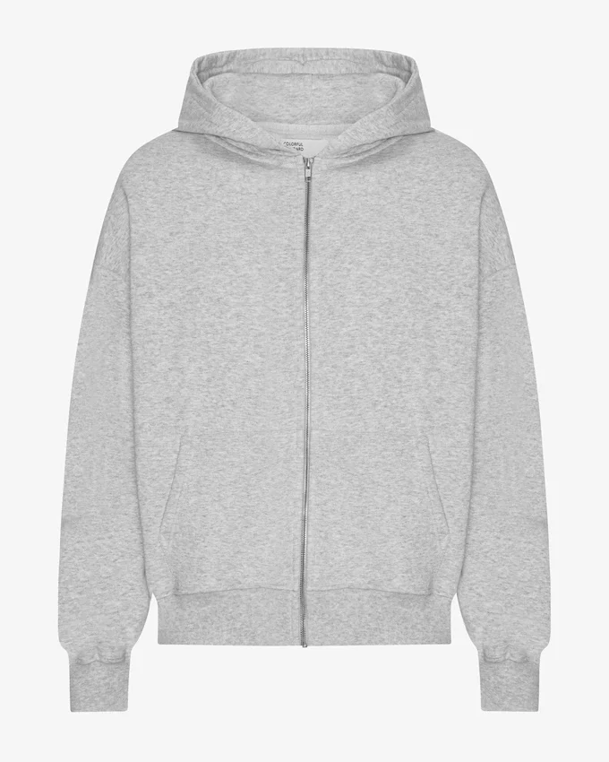 Bio-Oversize-Kapuzenjacke mit Reißverschluss – Snow Melange