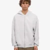 Bio-Oversize-Kapuzenjacke mit Reißverschluss – Snow Melange
