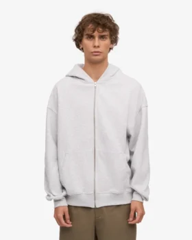 Bio-Oversize-Kapuzenjacke mit Reißverschluss – Snow Melange