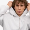 Bio-Oversize-Kapuzenjacke mit Reißverschluss – Snow Melange