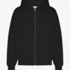 Bio-Oversize-Kapuzenjacke mit Reißverschluss – Tiefschwarz