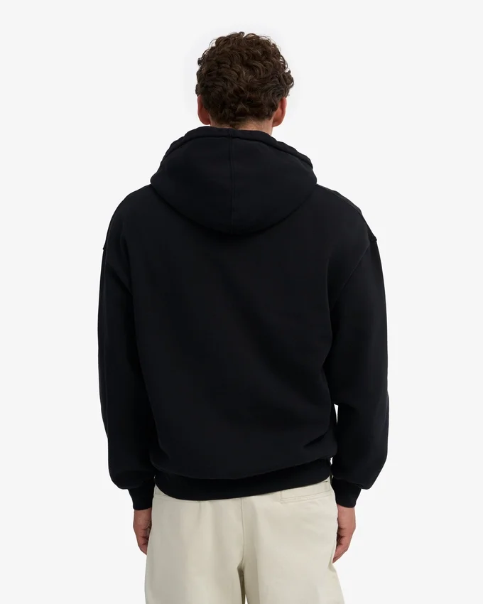 Bio-Oversize-Kapuzenjacke mit Reißverschluss – Tiefschwarz