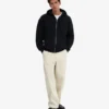 Bio-Oversize-Kapuzenjacke mit Reißverschluss – Tiefschwarz