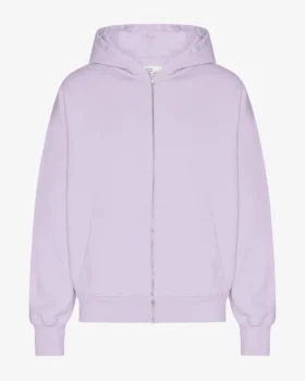 Bio-Oversize-Kapuzenjacke mit Reißverschluss – Zartes Lavendel