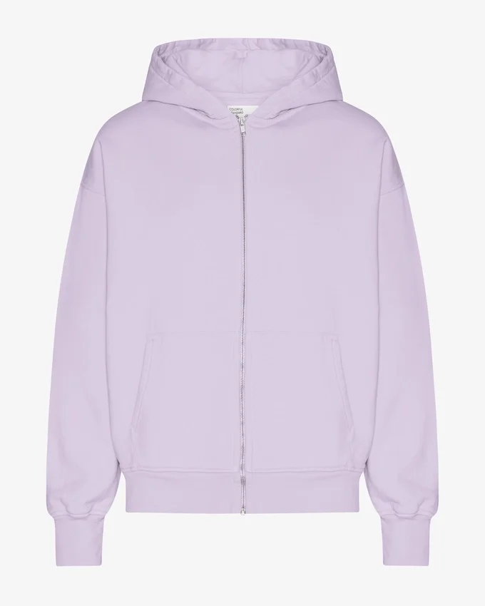 Bio-Oversize-Kapuzenjacke mit Reißverschluss – Zartes Lavendel