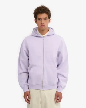 Bio-Oversize-Kapuzenjacke mit Reißverschluss – Zartes Lavendel