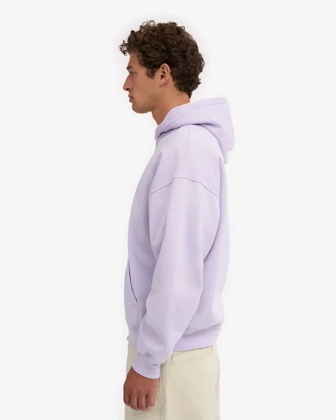 Bio-Oversize-Kapuzenjacke mit Reißverschluss – Zartes Lavendel