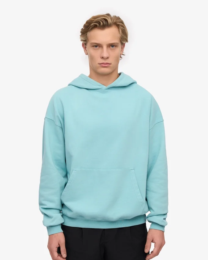 Bio-Oversize-Kapuzenpullover – Blaugrün