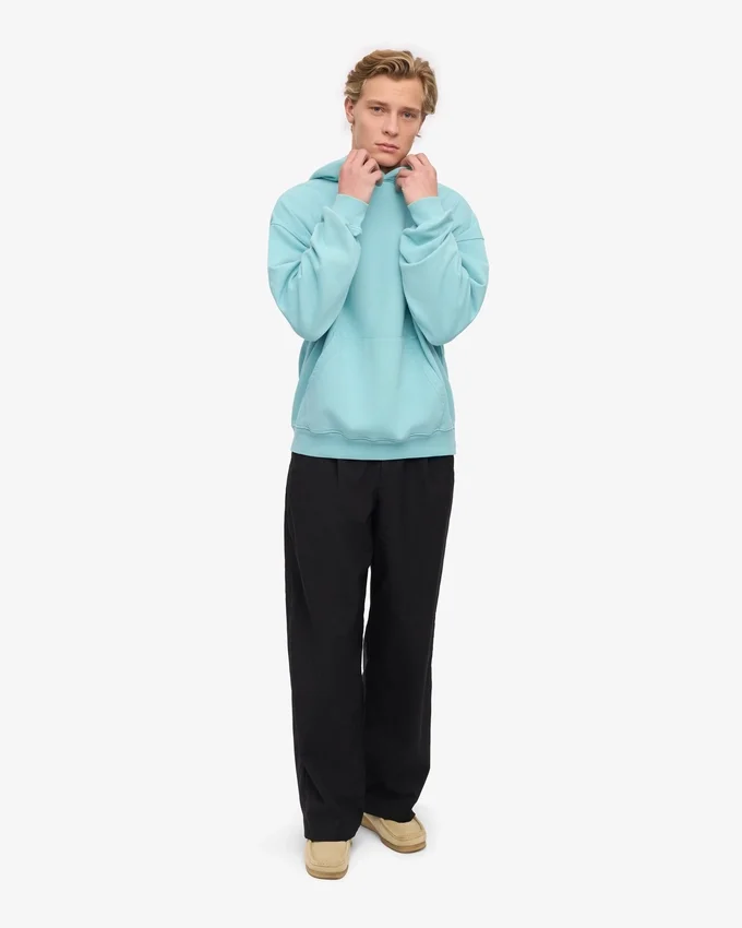 Bio-Oversize-Kapuzenpullover – Blaugrün
