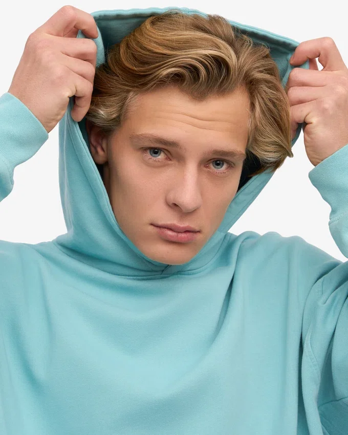 Bio-Oversize-Kapuzenpullover – Blaugrün