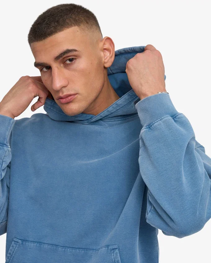 Bio-Oversize-Kapuzenpullover – Faded Indigo