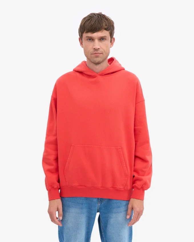 Bio-Oversize-Kapuzenpullover – Mandarinenrot