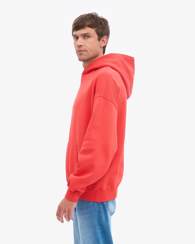 Bio-Oversize-Kapuzenpullover – Mandarinenrot