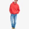 Bio-Oversize-Kapuzenpullover – Mandarinenrot