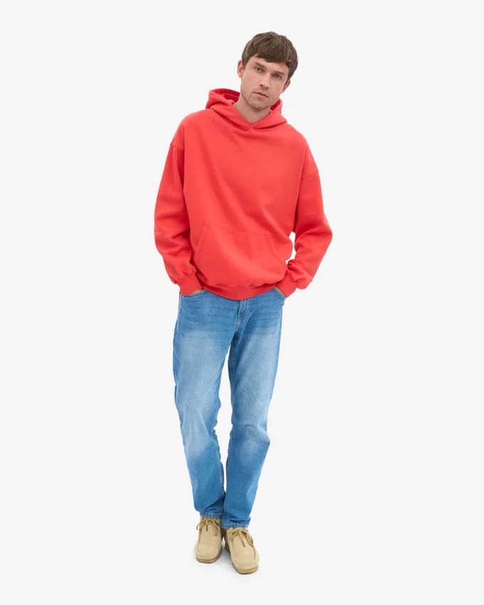 Bio-Oversize-Kapuzenpullover – Mandarinenrot