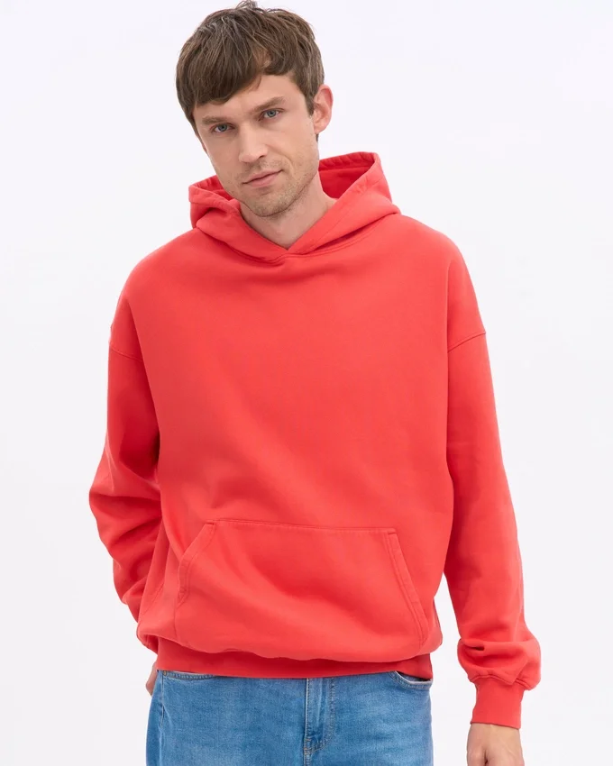 Bio-Oversize-Kapuzenpullover – Mandarinenrot