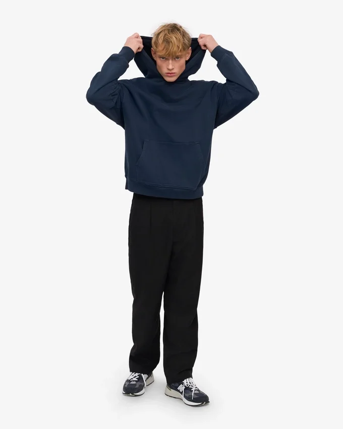 Bio-Oversize-Kapuzenpullover – Marineblau