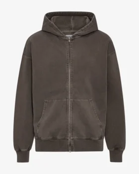 Bio-Oversize-Kapuzenpullover mit Reißverschluss – Faded Mud