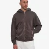Bio-Oversize-Kapuzenpullover mit Reißverschluss – Faded Mud