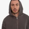 Bio-Oversize-Kapuzenpullover mit Reißverschluss – Faded Mud