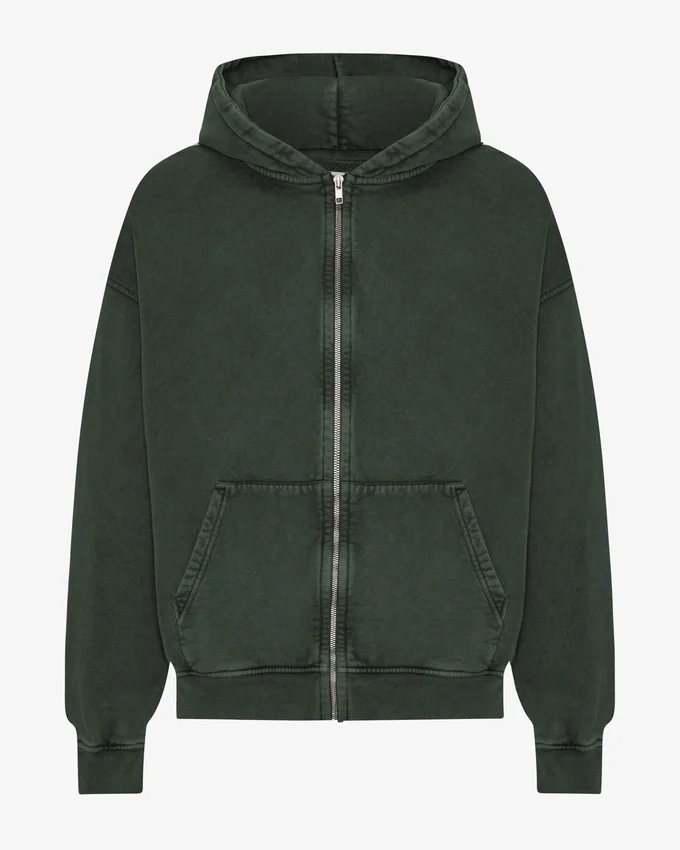 Bio-Oversize-Kapuzenpullover mit Reißverschluss – Midnight Forest