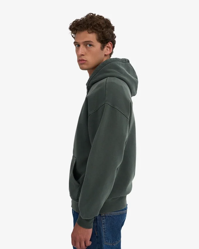 Bio-Oversize-Kapuzenpullover mit Reißverschluss – Optisches Weiß