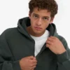 Bio-Oversize-Kapuzenpullover mit Reißverschluss – Optisches Weiß