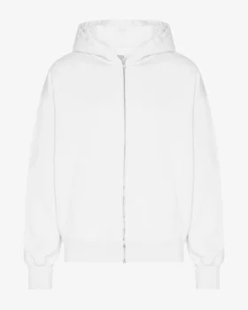 Bio-Oversize-Kapuzenpullover mit Reißverschluss – Optisches Weiß