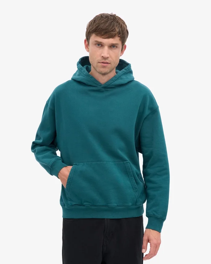 Bio-Oversize-Kapuzenpullover – Ozeangrün