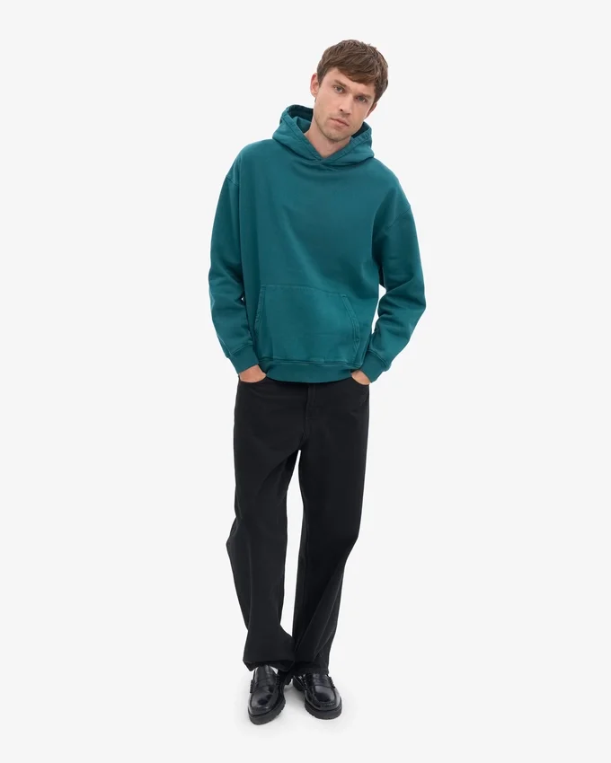 Bio-Oversize-Kapuzenpullover – Ozeangrün