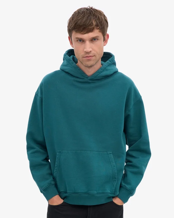 Bio-Oversize-Kapuzenpullover – Ozeangrün