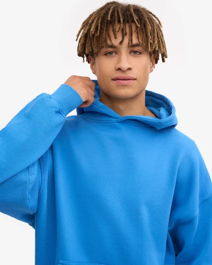 Bio-Oversize-Kapuzenpullover – Pazifikblau